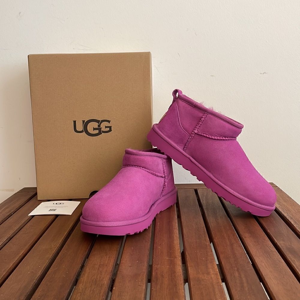 UGG Classic Ultra Mini Booties Mangosteen USA Women Size 8/UK 6/EU 39